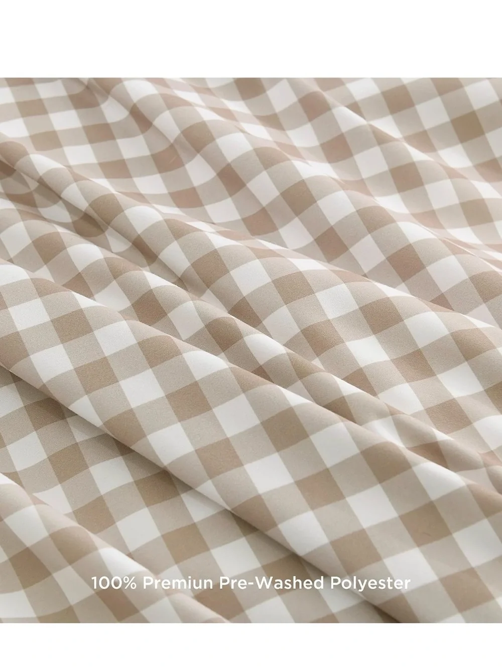 Beige Gingham Ruffle Comforter Set - Classic Home Bedding